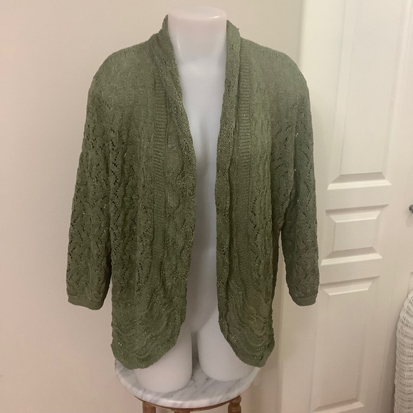 Northern Reflections Green Crocheted Shrug Cardigan XL 39/40 bust - Picture 1 of 10